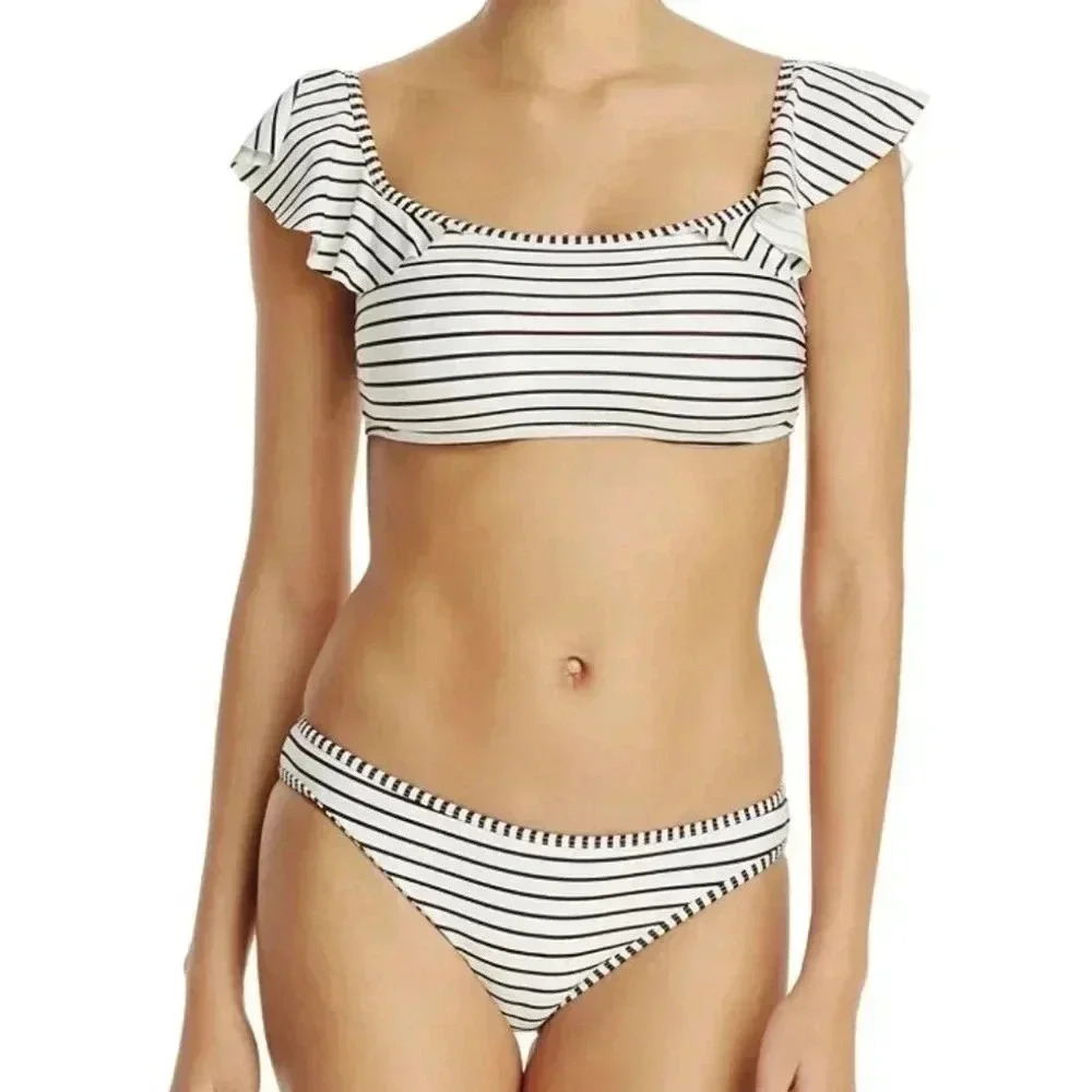 Vince Camuto Ruffled Shoulder Bikini Top & Binding Bikini Bottom